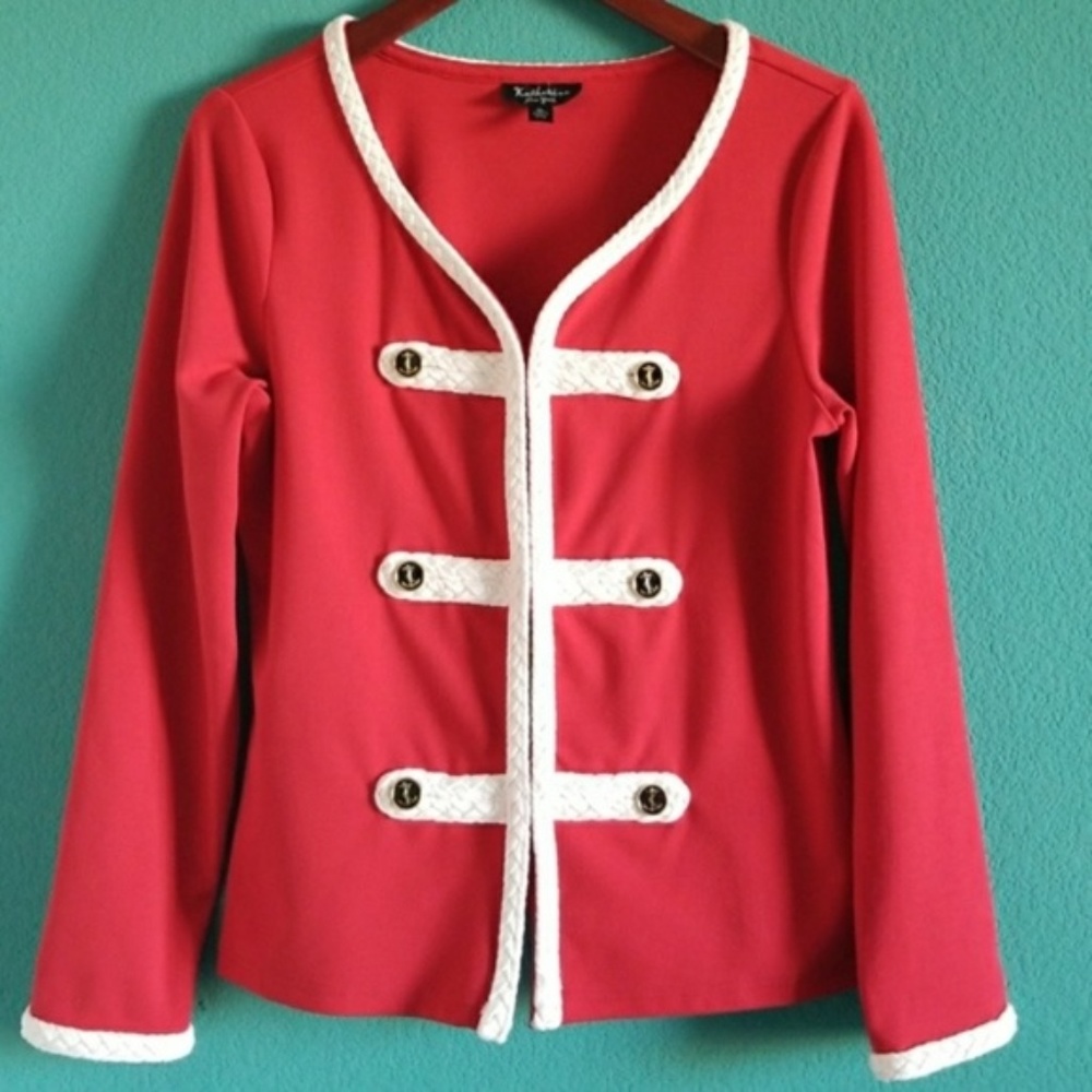 {Katherine New York} Red & White Boating Jacket